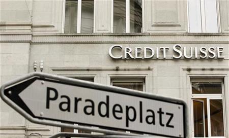 The logo of Swiss bank Credit Suisse is seen at an office building near the company's headquarters in Zurich The logo of Swiss bank Credit Suisse is seen at an office building near the company's headquarters in Zurich
