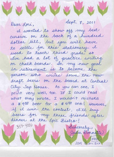 Cursive Contest with Lori Moore