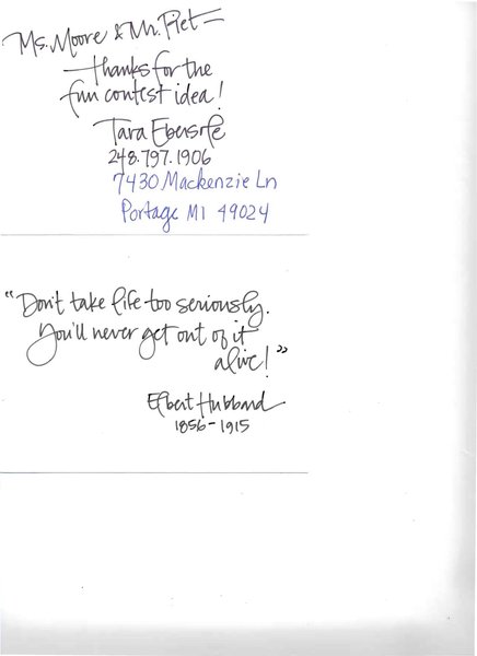 Cursive Contest with Lori Moore