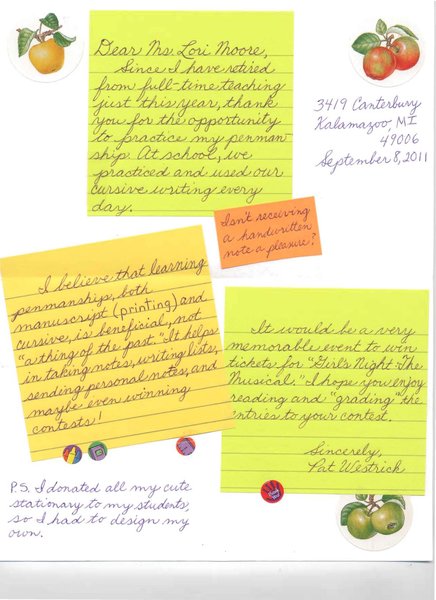 Cursive Contest with Lori Moore