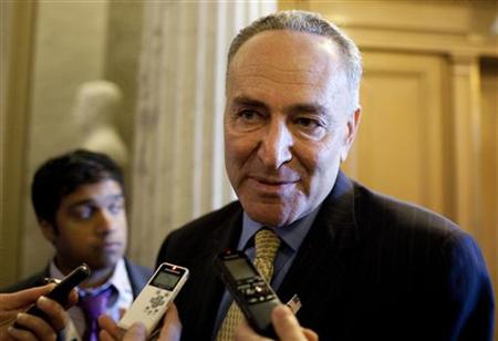 Senator Schumer speaks to the media before voting on a bill allowing a rise in the debt ceiling on Capitol Hill Senator Schumer speaks to the media before voting on a bill allowing a rise in the debt ceiling on Capitol Hill
