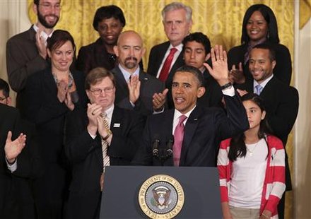 President Barack Obama speaks about No Child Left Behind policy at the White House in Washington President Barack Obama speaks about No Child Left Behind policy at the White House in Washington