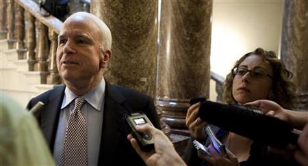 Senator McCain speaks to reporters after the failure of a cloture on a settlement to the debt ceiling crises on Capitol Hill in Washington Senator McCain speaks to reporters after the failure of a cloture on a settlement to the debt ceiling crises on Capitol Hill in Washington