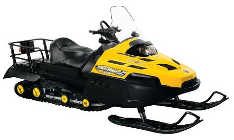 A yellow snowmobile A yellow snowmobile