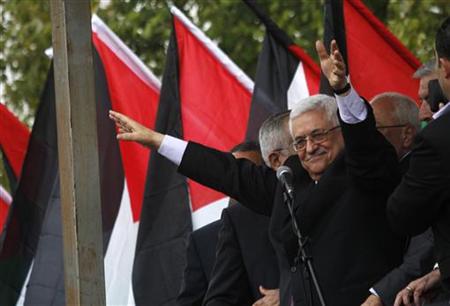 Palestinian President Mahmoud Abbas waves to the crowd during a celebration in Ramallah Palestinian President Mahmoud Abbas waves to the crowd during a celebration in Ramallah