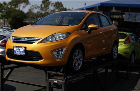Ford Fiesta vehicles sit for sale on a dealership lot in Encinitas, California