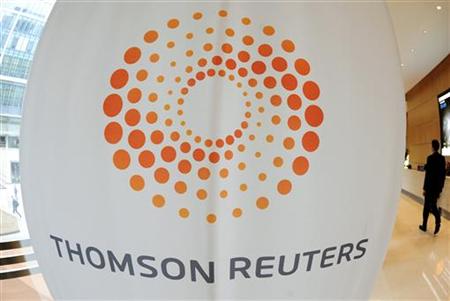 A man walks near a Thomson Reuters logo at the Thomson Reuters building in Canary Wharf in east London A man walks near a Thomson Reuters logo at the Thomson Reuters building in Canary Wharf in east London