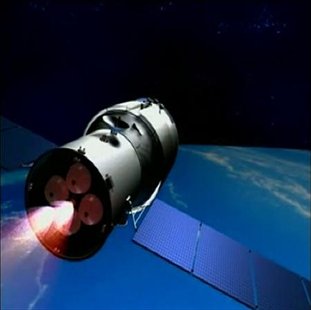 Video grab of 3D animation of China's Tiangong-1 space module Video grab of 3D animation of China's Tiangong-1 space module