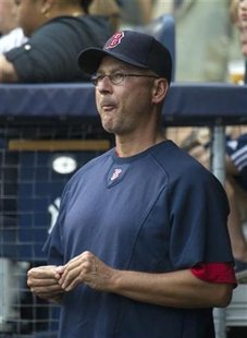 Boston Red Sox Terry Francona reacts as he watches team give up six runs to New York Yankees in New York Boston Red Sox Terry Francona reacts as he watches team give up six runs to New York Yankees in New York