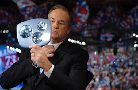 Commentator Bill O Reilly checks himself in mirror before interview at Republican National Convention. Commentator Bill O Reilly checks himself in mirror before interview at Republican National Convention.