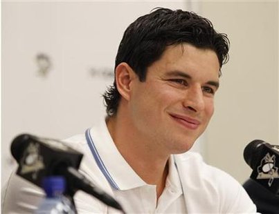 Pittsburgh Penguins' Crosby smiles at a reporter's question during a news conference at Consol Energy Center in Pittsburgh Pittsburgh Penguins' Crosby smiles at a reporter's question during a news conference at Consol Energy Center in Pittsburgh