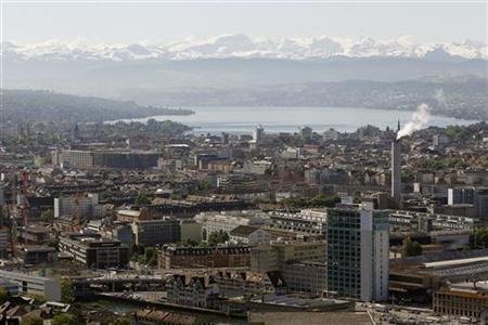 A general view shows the city of Zurich, Lake Zurich and the eastern Swiss Alps A general view shows the city of Zurich, Lake Zurich and the eastern Swiss Alps