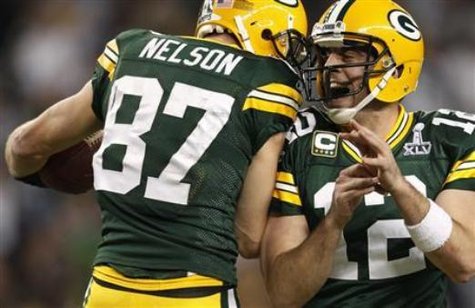 Jordy Nelson and Aaron Rodgers of the Green Bay Packers (Reuters) Jordy Nelson and Aaron Rodgers of the Green Bay Packers (Reuters)
