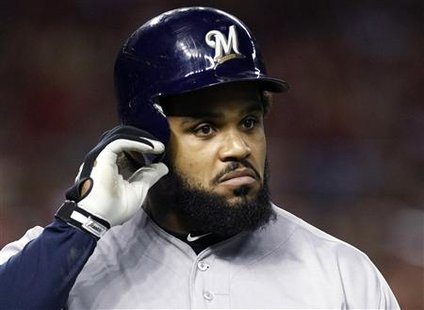 Brewers Prince Fielder walks back to the dugout after striking out against the Arizona in Phoenix Brewers Prince Fielder walks back to the dugout after striking out against the Arizona in Phoenix