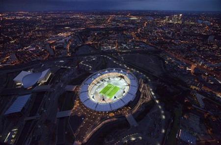 The Olympic Stadium with the figure 1 mown into the grass to mark one year to go until the start of the London 2012 Olympic Games is seen in The Olympic Stadium with the figure 1 mown into the grass to mark one year to go until the start of the London 2012 Olympic Games is seen in