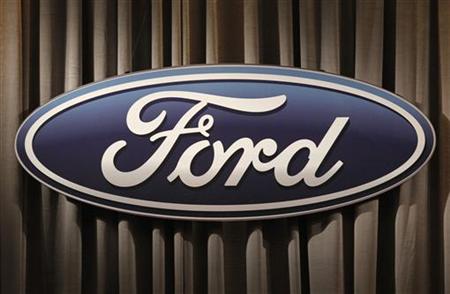 The Ford Motor Company logo is shown during the firm's annual meeting of shareholders in Wilmington The Ford Motor Company logo is shown during the firm's annual meeting of shareholders in Wilmington