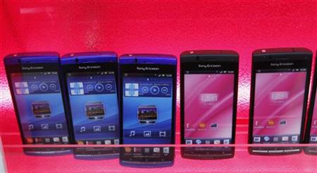 Sony Ericsson's smart phones are displayed at an electronics shop in Tokyo Sony Ericsson's smart phones are displayed at an electronics shop in Tokyo