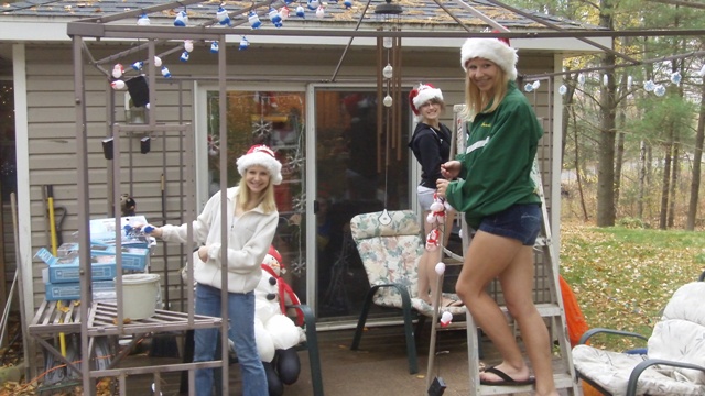 Kayleigh in Rib Mountain might not make it to Christmas. So today (Oct 11, 2011), the Rib Mountain Fire Department and Edgar High School students were there at the house to decorate so Kayleigh can have Christmas now. Mike Mathers was there playing Christmas music.