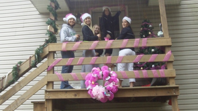 Kayleigh in Rib Mountain might not make it to Christmas. So today (Oct 11, 2011), the Rib Mountain Fire Department and Edgar High School students were there at the house to decorate so Kayleigh can have Christmas now. Mike Mathers was there playing Christmas music.