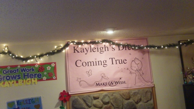 Kayleigh in Rib Mountain might not make it to Christmas. So today (Oct 11, 2011), the Rib Mountain Fire Department and Edgar High School students were there at the house to decorate so Kayleigh can have Christmas now. Mike Mathers was there playing Christmas music.