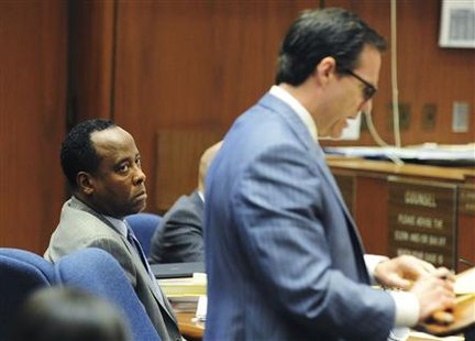 Dr. Conrad Murray listens as his attorney Ed Chernoff question a witness in his trial in the death of pop star Michael Jackson in Los Angele Dr. Conrad Murray listens as his attorney Ed Chernoff question a witness in his trial in the death of pop star Michael Jackson in Los Angele