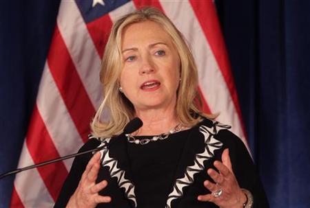 Secretary of State Clinton speaks during a joint news conference at the Australia-US Ministerial Consultations at The Presidio San Francisco Secretary of State Clinton speaks during a joint news conference at the Australia-US Ministerial Consultations at The Presidio San Francisco
