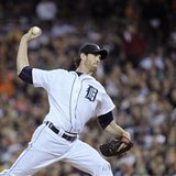 Detroit Tigers starting pitcher Doug Fister throws against the Texas Rangers in the seventh inning of Game 3 of the MLB American League Cham Detroit Tigers starting pitcher Doug Fister throws against the Texas Rangers in the seventh inning of Game 3 of the MLB American League Cham