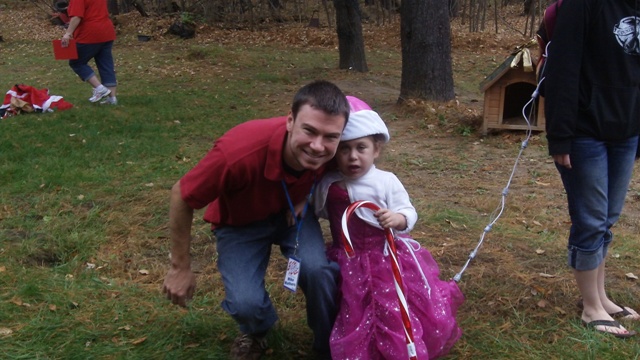 Kayleigh in Rib Mountain might not make it to Christmas. So today (Oct 11, 2011), the Rib Mountain Fire Department and Edgar High School students were there at the house to decorate so Kayleigh can have Christmas now. Mike Mathers was there playing Christmas music.