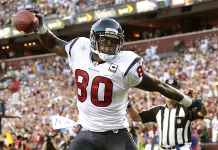 Texans Johnson celebrates his touchdown against the Redskins to tie the game in the fourth quarter during their NFL football game in Landove Texans Johnson celebrates his touchdown against the Redskins to tie the game in the fourth quarter during their NFL football game in Landove