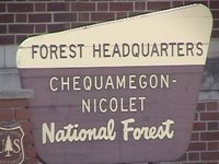 A sign outside the main office of Chequamegon-Nicolet National Forest