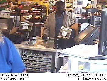Allegan County authorities are looking for this man in connection with a purse snatching.