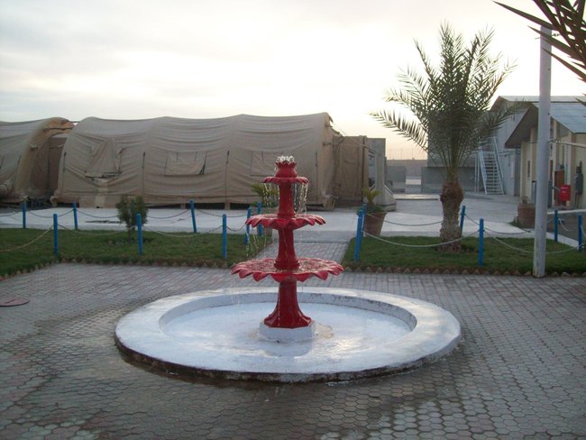 Camp fountain and gathering place