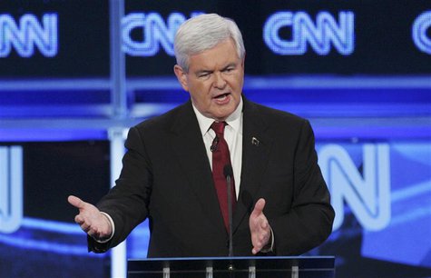 Republican presidential candidate former U.S. House Speaker Newt Gingrich speaks during the CNN GOP National Security debate in Washington Republican presidential candidate former U.S. House Speaker Newt Gingrich speaks during the CNN GOP National Security debate in Washington