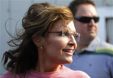 Former Alaska governor Palin looks back at a reporter during her visit to Yankee Seafood Cooperative in Seabrook Former Alaska governor Palin looks back at a reporter during her visit to Yankee Seafood Cooperative in Seabrook