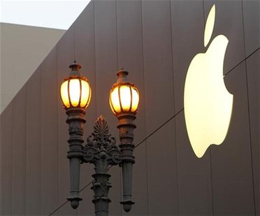 The Apple logo is shown prior to the initial sales of the new iPhone4S at Apple's flagship retail store in San Francisco The Apple logo is shown prior to the initial sales of the new iPhone4S at Apple's flagship retail store in San Francisco