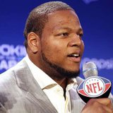 Ndamukong Suh of the Detroit Lions speaks after he received the Pepsi NFL Rookie of the Year award at a news conference in Dallas, Texas, February 3, 2011. The Super Bowl XLV NFL football game will be played in nearby Arlington, Texas on February 6. REUTERS/Mike Stone (UNITED STATES - Tags: SPORT FOOTBALL) Ndamukong Suh of the Detroit Lions speaks after he received the Pepsi NFL Rookie of the Year award at a news conference in Dallas, Texas, February 3, 2011. The Super Bowl XLV NFL football game will be played in nearby Arlington, Texas on February 6. REUTERS/Mike Stone (UNITED STATES - Tags: SPORT FOOTBALL)