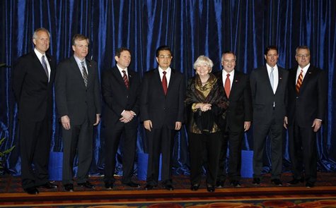 Chinese President Hu poses with Chicago Mayor, Mrs. Daley and business leaders in Chicago Chinese President Hu poses with Chicago Mayor, Mrs. Daley and business leaders in Chicago