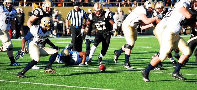 Western Michigan closes out the regular season at home with a 68-19 win over Akron.  Photos by Sean Patrick Duross.