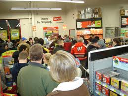 shoppers in line shoppers in line
