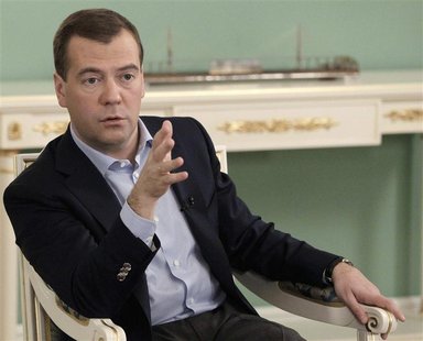Russia's President Medvedev speaks to a group of Russian regional journalists in the Gorki residence outside Moscow Russia's President Medvedev speaks to a group of Russian regional journalists in the Gorki residence outside Moscow
