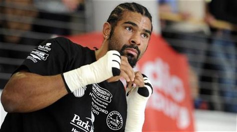 British Boxer and WBA champion Haye is pictured during a practice session in Hamburg. British Boxer and WBA champion Haye is pictured during a practice session in Hamburg.