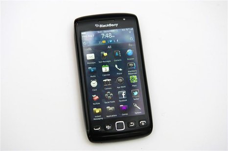 A Blackberry Torch 9860 is displayed at a release party to promote the BlackBerry OS 7 devices in Toronto A Blackberry Torch 9860 is displayed at a release party to promote the BlackBerry OS 7 devices in Toronto