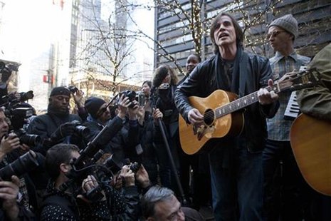 Musician Browne performs in support of the Occupy Wall Street movement at Zuccotti Park in New York Musician Browne performs in support of the Occupy Wall Street movement at Zuccotti Park in New York