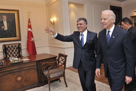 Turkey's President Gul receives U.S. Vice President Biden at the Presidential Palace of Cankaya in Ankara. Turkey's President Gul receives U.S. Vice President Biden at the Presidential Palace of Cankaya in Ankara.