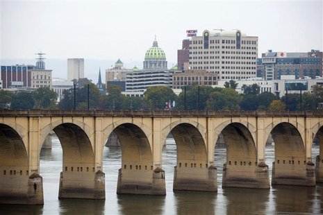 A railway bridge over the Susquehanna River is seen in Harrisburg, Pennsylvania A railway bridge over the Susquehanna River is seen in Harrisburg, Pennsylvania