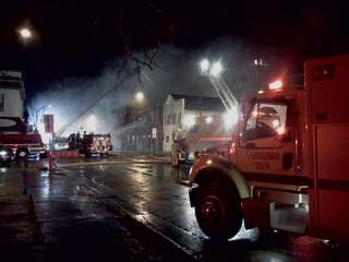 Fire at Wood Lanes in downtown Pulaski on Saturday December 3, 2011. (courtesy of FOX 11) Fire at Wood Lanes in downtown Pulaski on Saturday December 3, 2011. (courtesy of FOX 11)