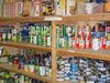 Shelves at a food pantry