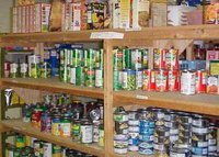 Shelves at a food pantry