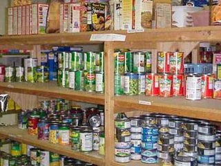 Shelves at a food pantry