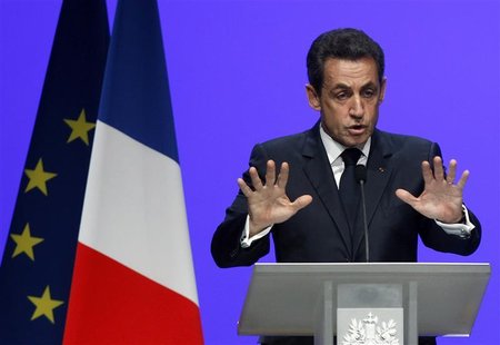 France's President Sarkozy delivers his speech on the euro zone financial crisis in Toulon France's President Sarkozy delivers his speech on the euro zone financial crisis in Toulon